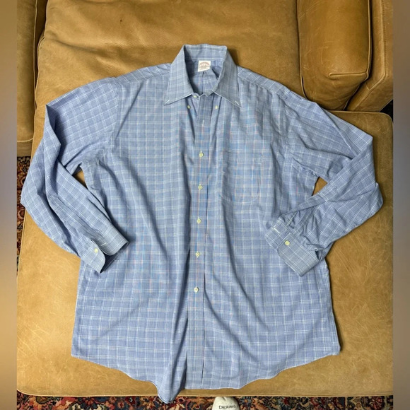 Brooks Brothers Other - Brooks Brothers Blue And Yellow Plaid Button Up Shirt Size 17-35